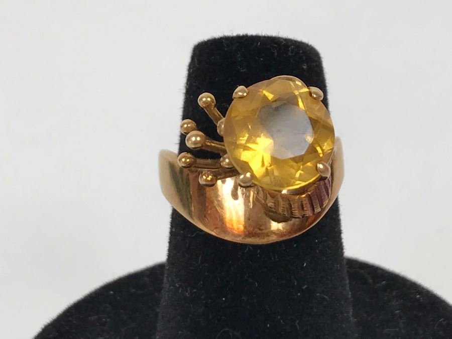 14K Yellow Gold Citrine Ring 5.3g Size 5 3/4 [Photo 3]