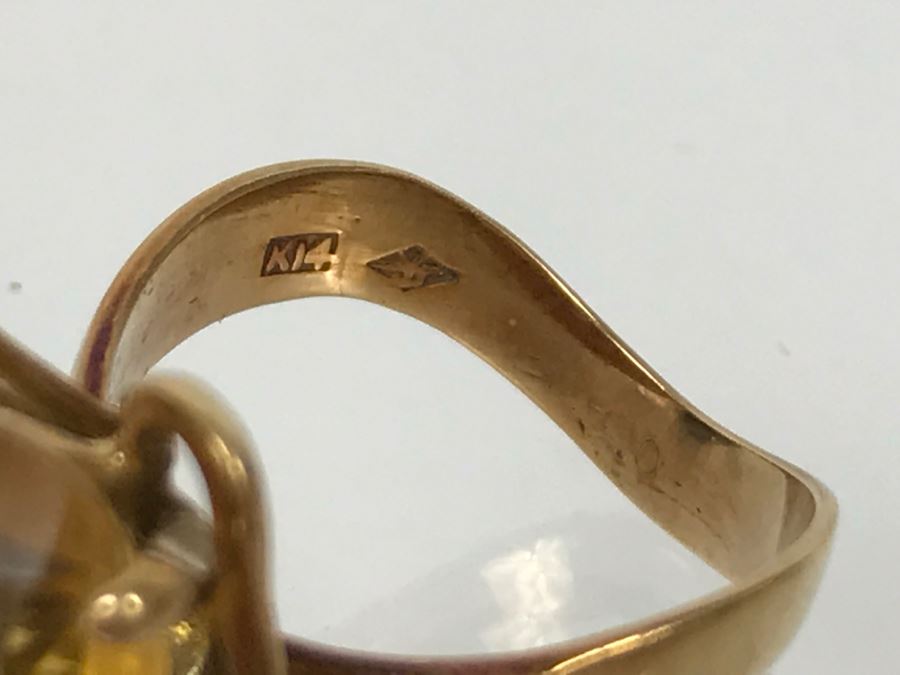14K Yellow Gold Citrine Ring 5.3g Size 5 3/4 [Photo 16]
