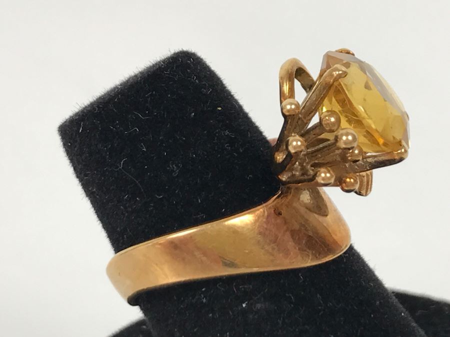14K Yellow Gold Citrine Ring 5.3g Size 5 3/4 [Photo 7]