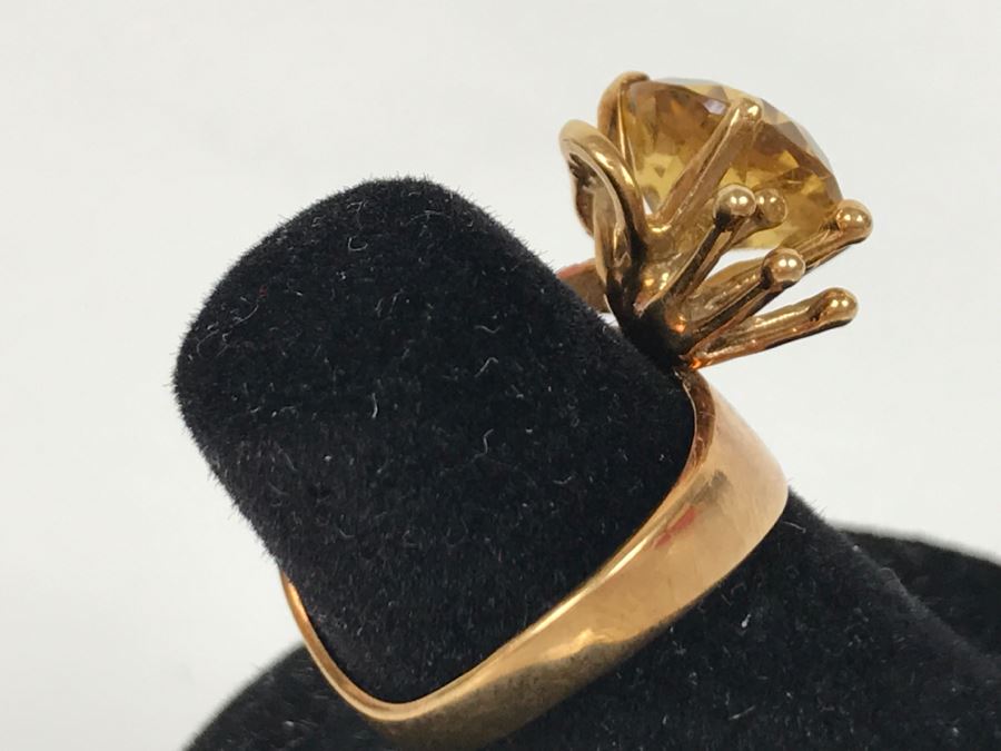 14K Yellow Gold Citrine Ring 5.3g Size 5 3/4 [Photo 8]