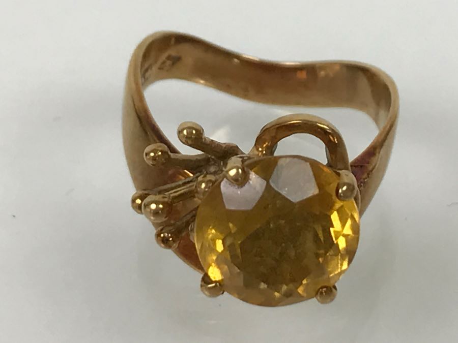 14K Yellow Gold Citrine Ring 5.3g Size 5 3/4 [Photo 13]