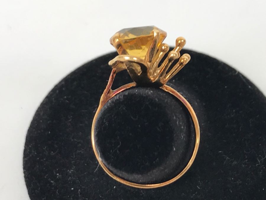 14K Yellow Gold Citrine Ring 5.3g Size 5 3/4 [Photo 11]