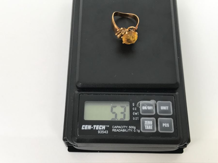14K Yellow Gold Citrine Ring 5.3g Size 5 3/4 [Photo 19]