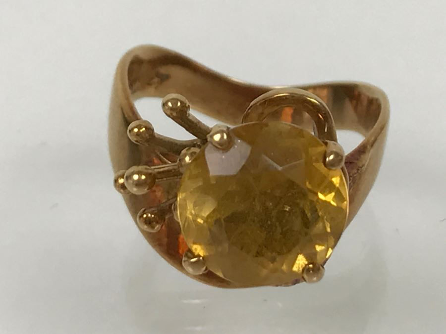14K Yellow Gold Citrine Ring 5.3g Size 5 3/4 [Photo 14]