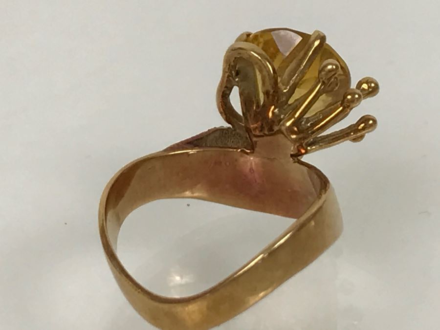 14K Yellow Gold Citrine Ring 5.3g Size 5 3/4 [Photo 17]