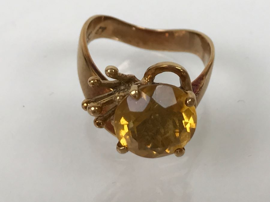 14K Yellow Gold Citrine Ring 5.3g Size 5 3/4 [Photo 12]