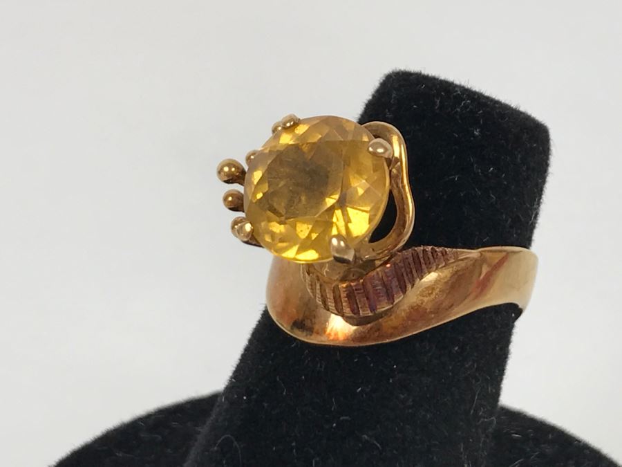 14K Yellow Gold Citrine Ring 5.3g Size 5 3/4 [Photo 6]