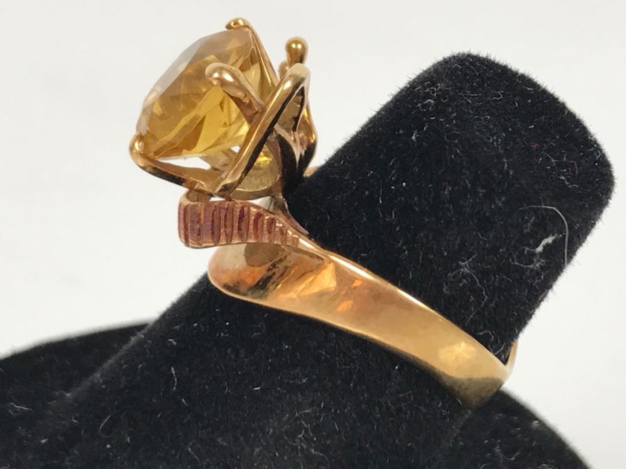 14K Yellow Gold Citrine Ring 5.3g Size 5 3/4 [Photo 10]