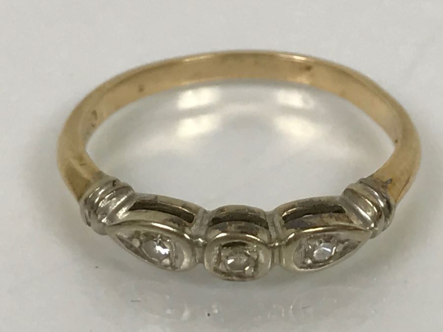 Vintage 14K Yellow And White Gold Diamond Wedding Band .07CTTW 1.8g [Photo 10]