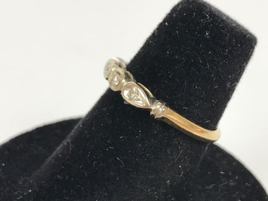 Vintage 14K Yellow And White Gold Diamond Wedding Band .07CTTW 1.8g [Photo 9]