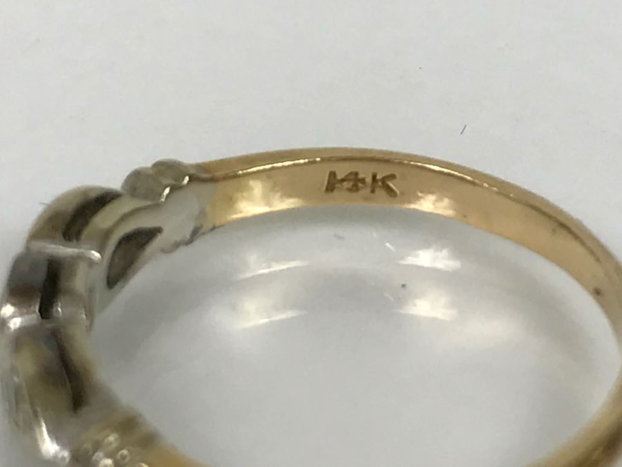 Vintage 14K Yellow And White Gold Diamond Wedding Band .07CTTW 1.8g [Photo 14]