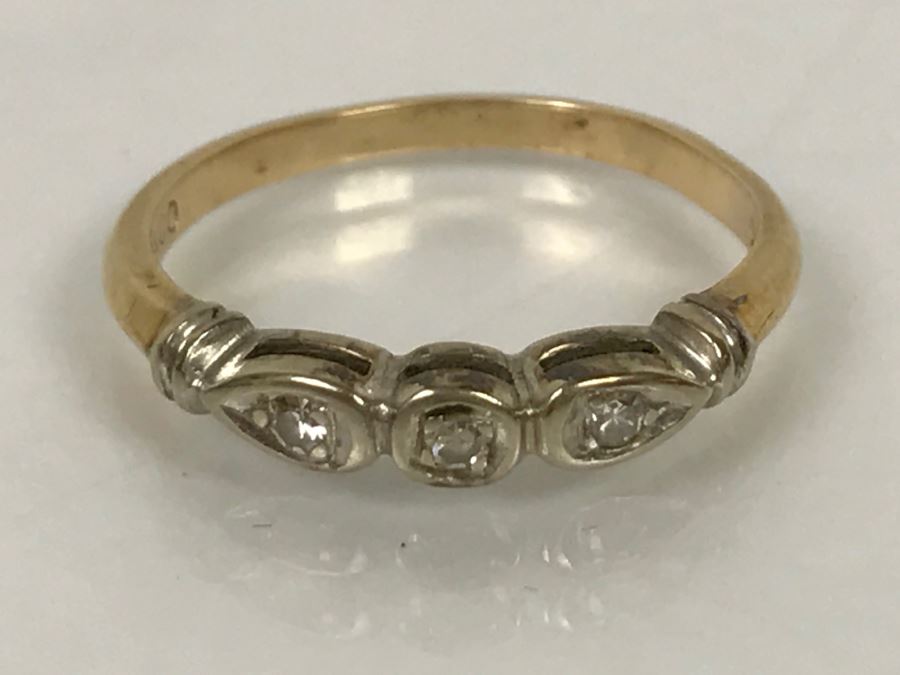 Vintage 14K Yellow And White Gold Diamond Wedding Band .07CTTW 1.8g [Photo 11]