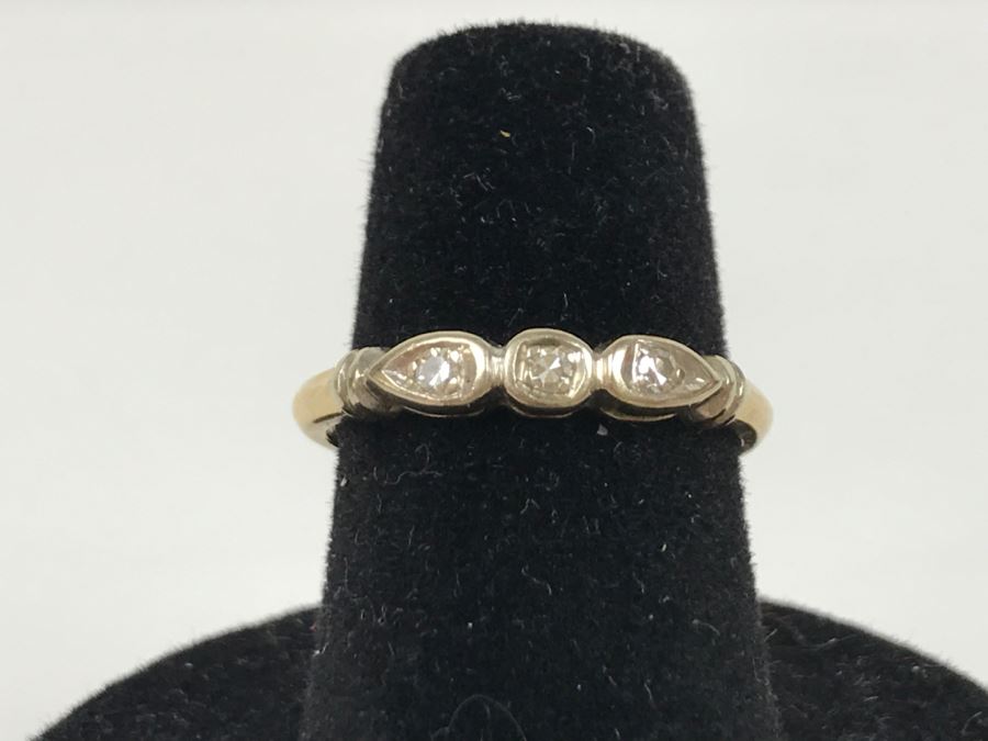 Vintage 14K Yellow And White Gold Diamond Wedding Band .07CTTW 1.8g [Photo 1]