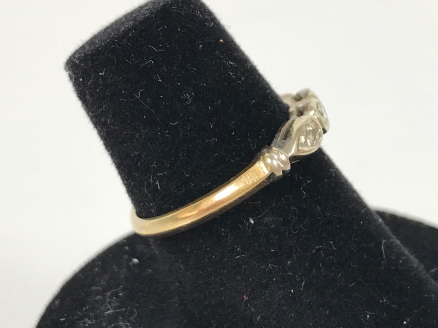 Vintage 14K Yellow And White Gold Diamond Wedding Band .07CTTW 1.8g [Photo 7]