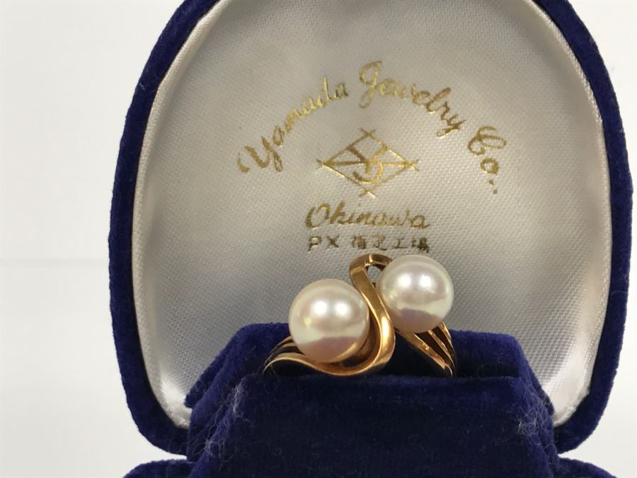 14K Yellow Gold Akoya Cultured Pearl Ring 4.7g Size 6.5 FMV $175-$200 [Photo 8]