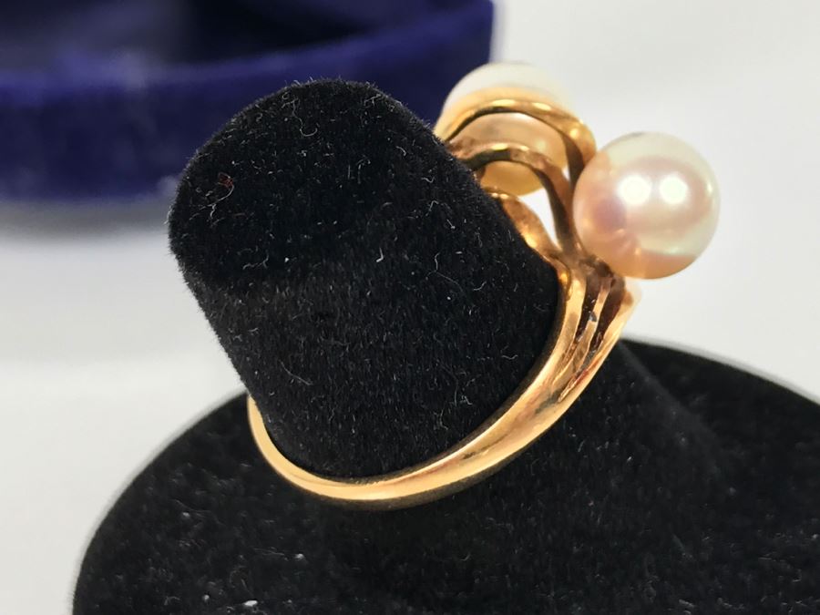 14K Yellow Gold Akoya Cultured Pearl Ring 4.7g Size 6.5 FMV $175-$200 [Photo 14]