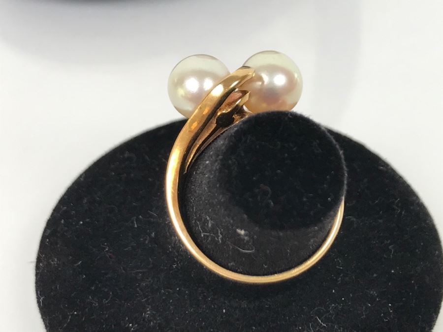 14K Yellow Gold Akoya Cultured Pearl Ring 4.7g Size 6.5 FMV $175-$200 [Photo 15]