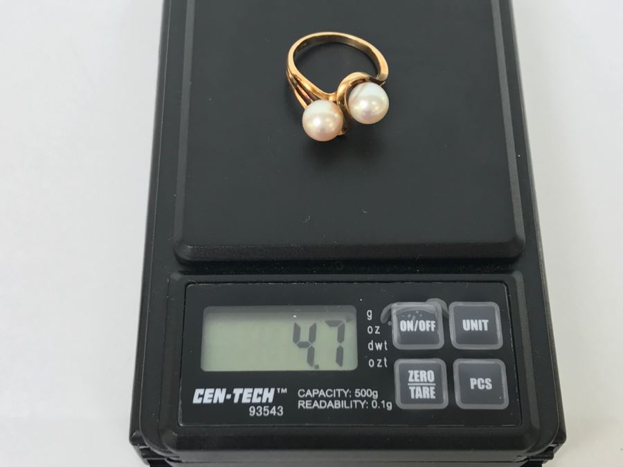 14K Yellow Gold Akoya Cultured Pearl Ring 4.7g Size 6.5 FMV $175-$200 [Photo 26]