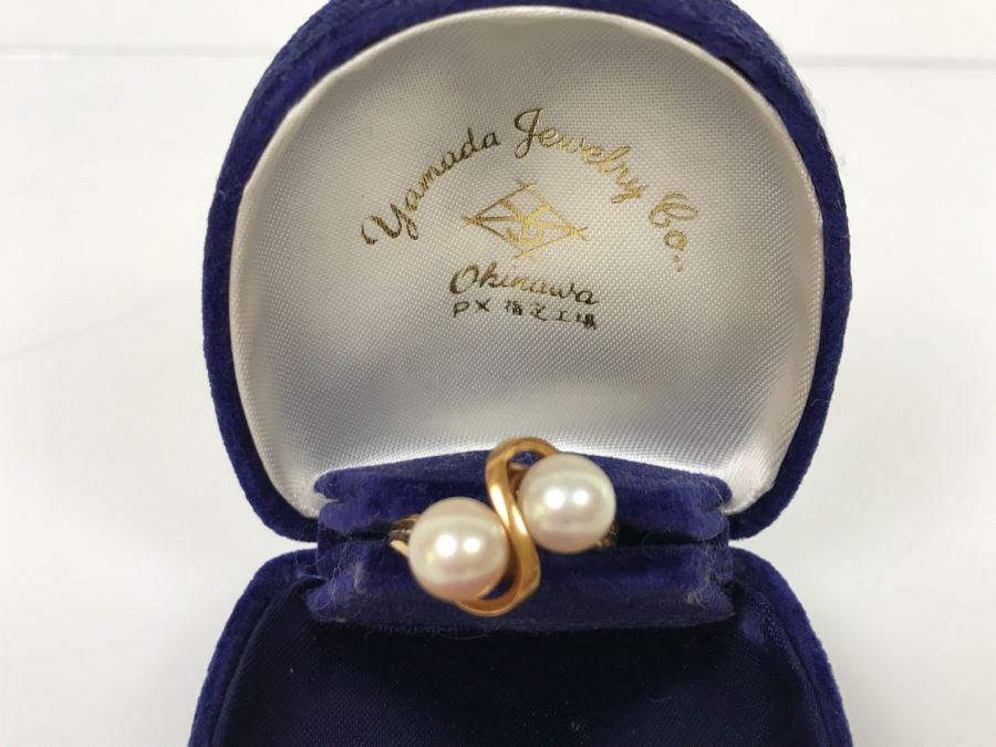 14K Yellow Gold Akoya Cultured Pearl Ring 4.7g Size 6.5 FMV $175-$200 [Photo 3]