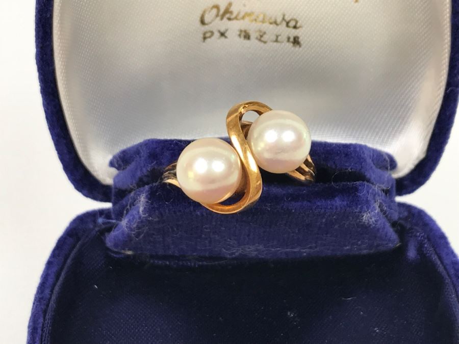14K Yellow Gold Akoya Cultured Pearl Ring 4.7g Size 6.5 FMV $175-$200 [Photo 7]