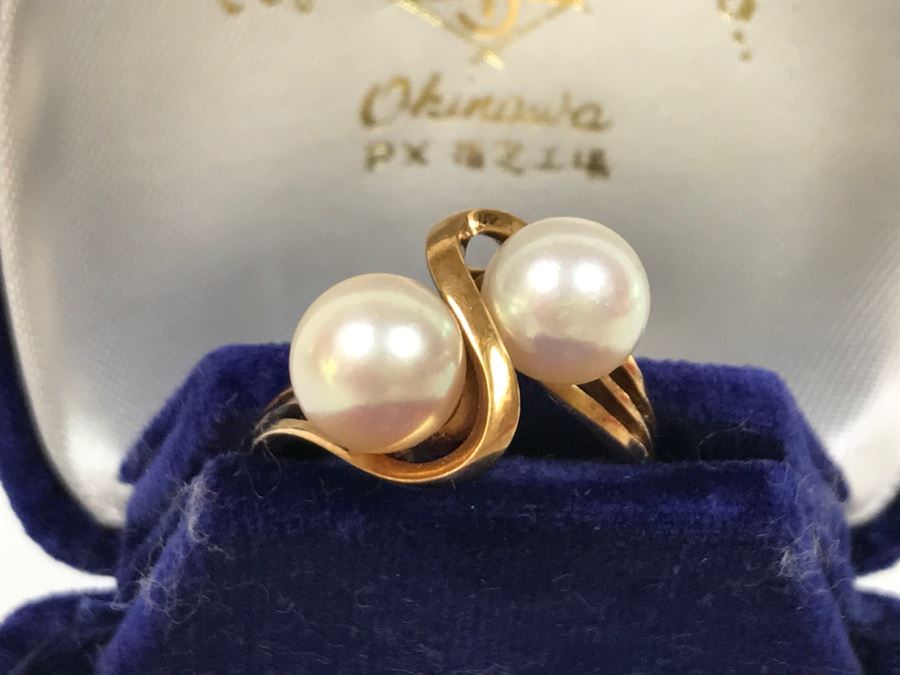 14K Yellow Gold Akoya Cultured Pearl Ring 4.7g Size 6.5 FMV $175-$200 [Photo 6]
