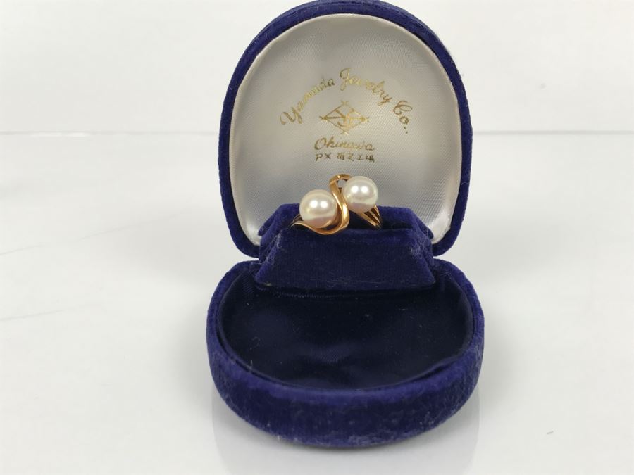 14K Yellow Gold Akoya Cultured Pearl Ring 4.7g Size 6.5 FMV $175-$200 [Photo 2]