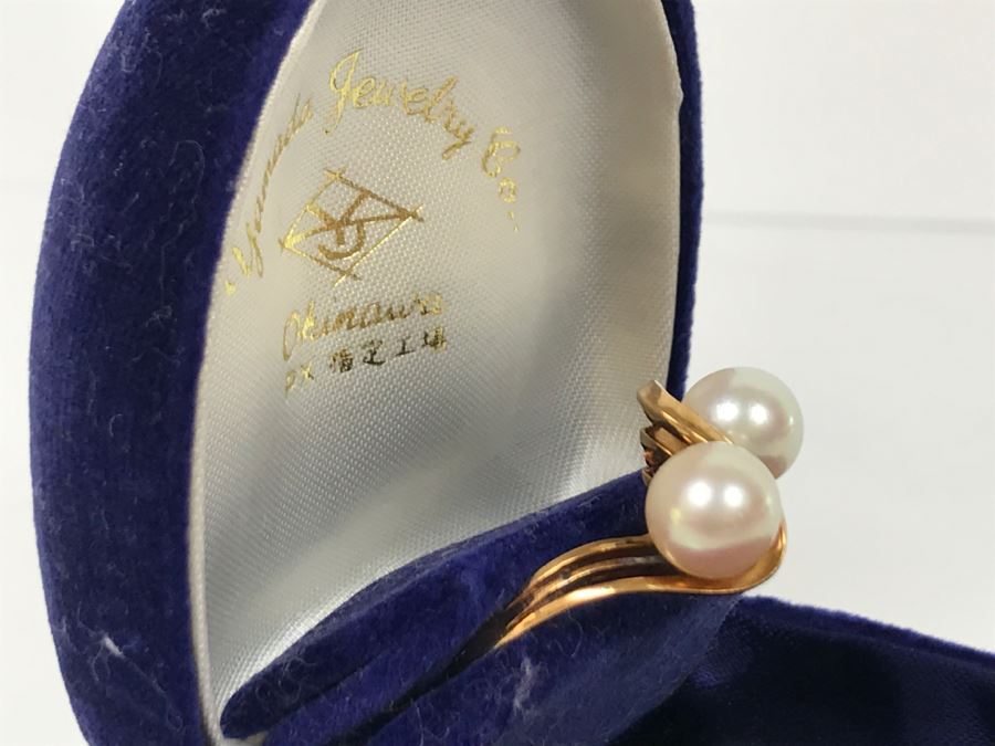 14K Yellow Gold Akoya Cultured Pearl Ring 4.7g Size 6.5 FMV $175-$200 [Photo 9]