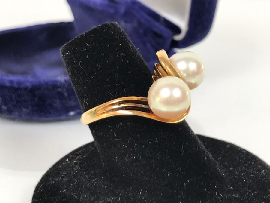 14K Yellow Gold Akoya Cultured Pearl Ring 4.7g Size 6.5 FMV $175-$200 [Photo 13]