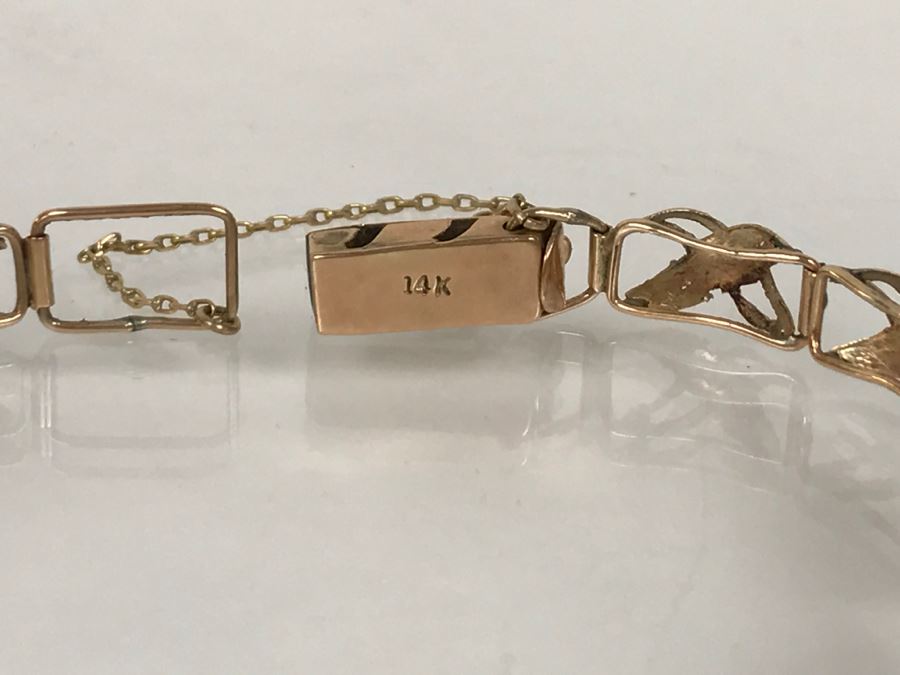 Vintage 14K Yellow Gold Spinache Green Jade Bracelet 8.4g FMV $350 [Photo 11]