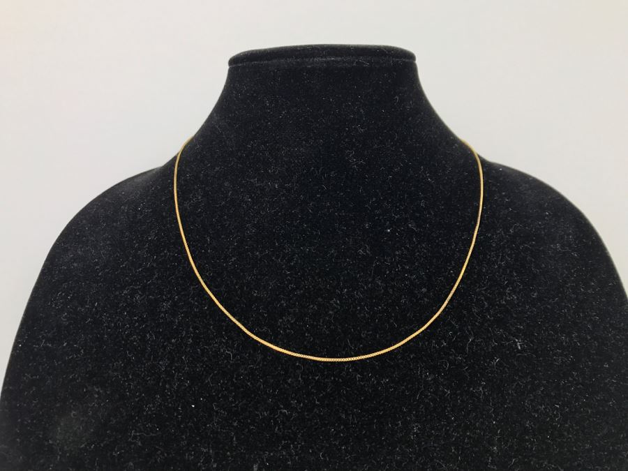 14K Yellow Gold Box Chain Necklace 2.2g [Photo 1]