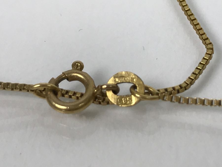 14K Yellow Gold Box Chain Necklace 2.2g [Photo 2]