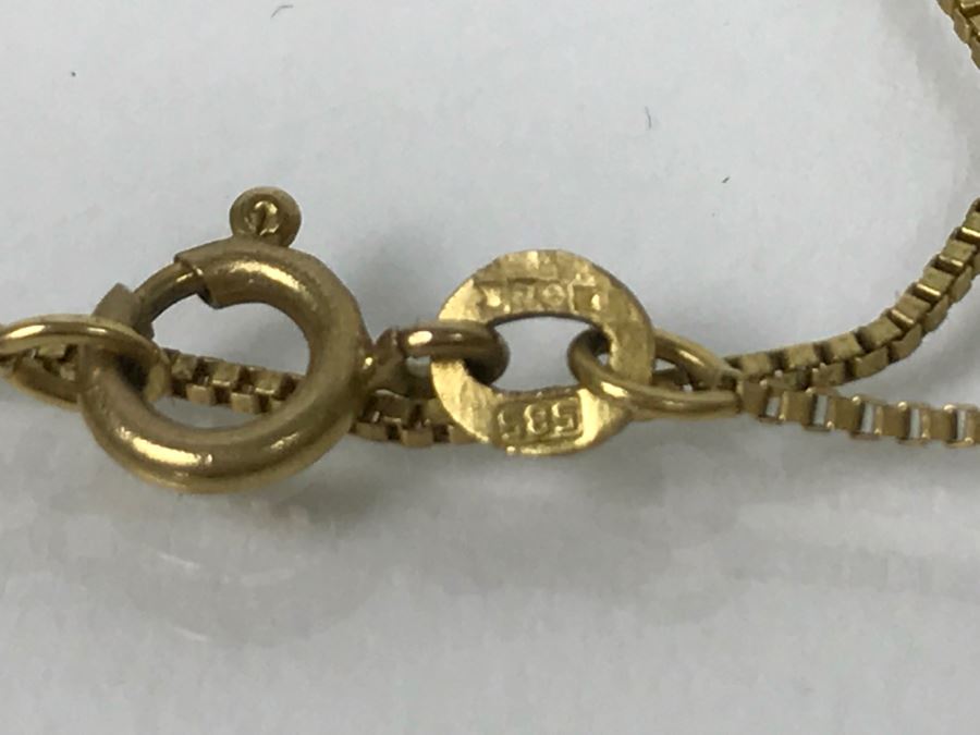 14K Yellow Gold Box Chain Necklace 2.2g [Photo 3]