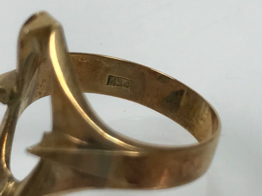Pair Of 14K Yellow Gold Rings Missing Stones 5.3g [Photo 10]