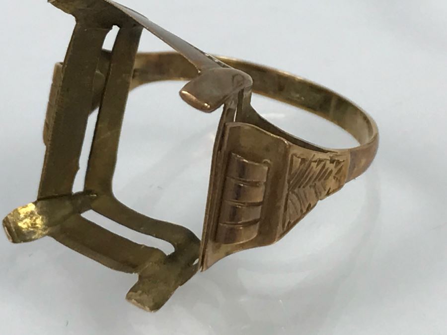 Pair Of 14K Yellow Gold Rings Missing Stones 5.3g [Photo 9]