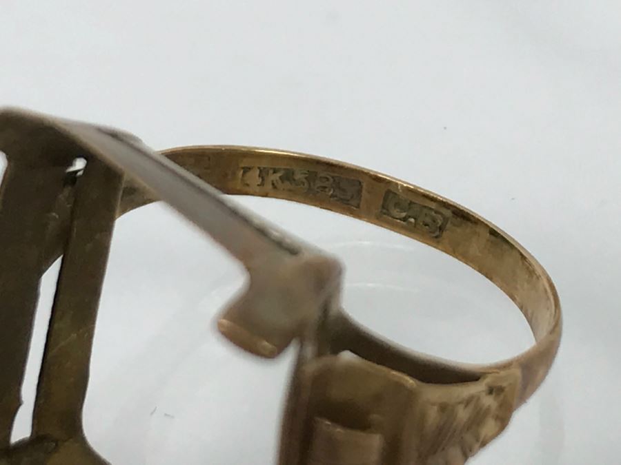 Pair Of 14K Yellow Gold Rings Missing Stones 5.3g [Photo 8]