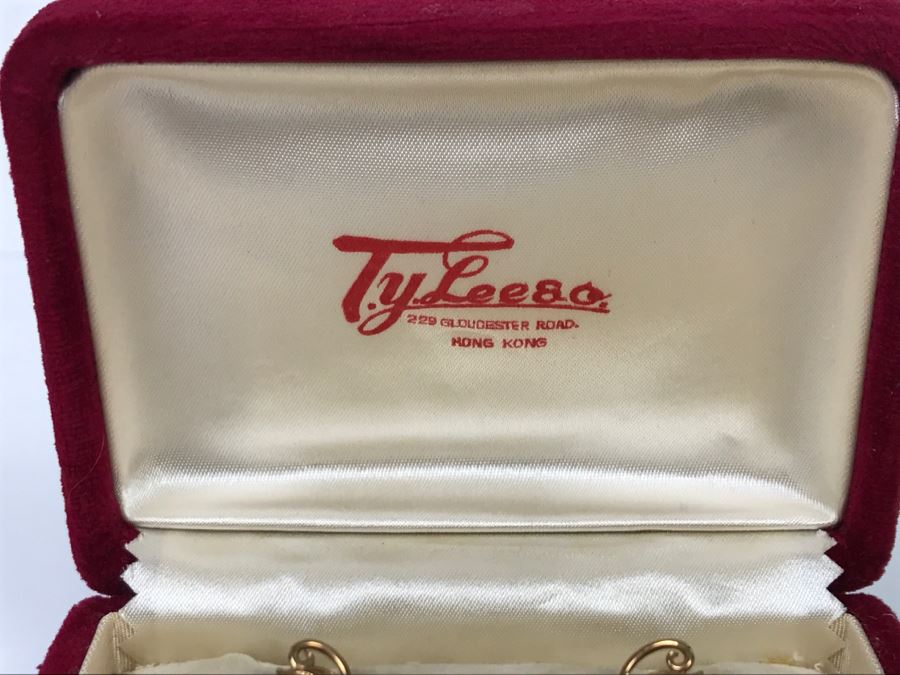 14K Gold Synthetic Ruby Earrings 5.9g [Photo 3]