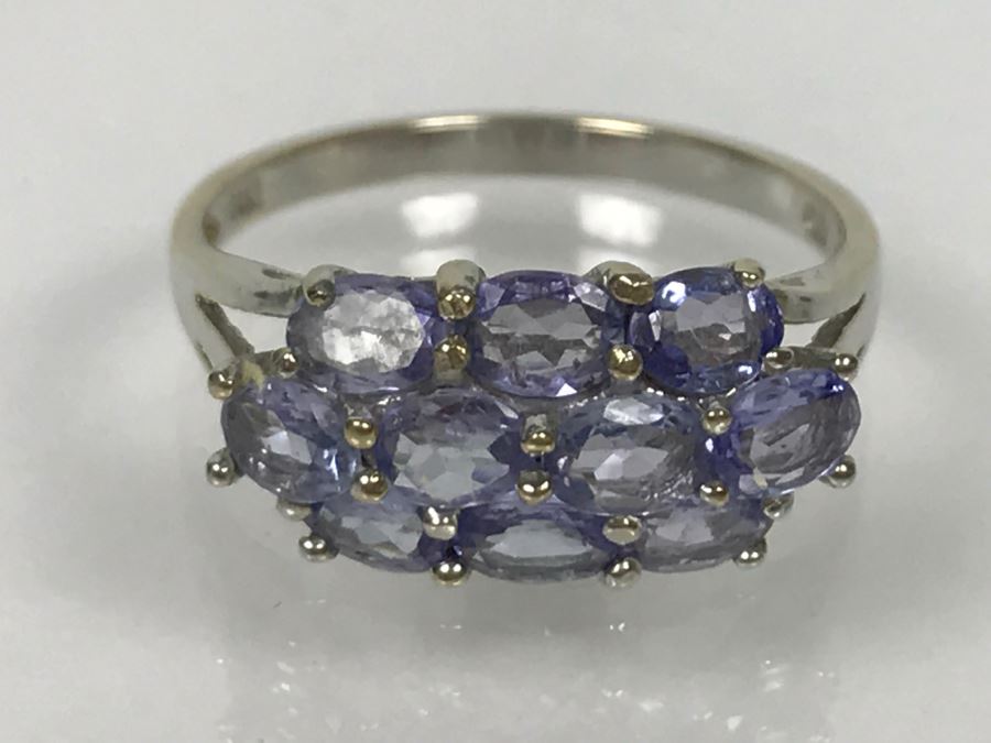 14K White Gold Tanzanite Cluster Ring 2.7g Size 7 1/4 [Photo 16]