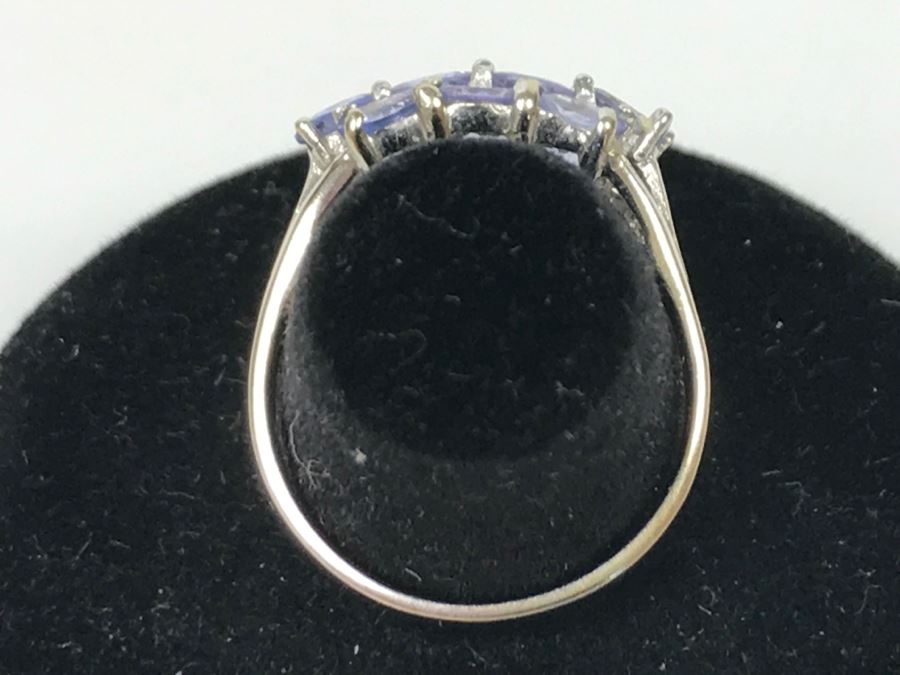 14K White Gold Tanzanite Cluster Ring 2.7g Size 7 1/4 [Photo 9]