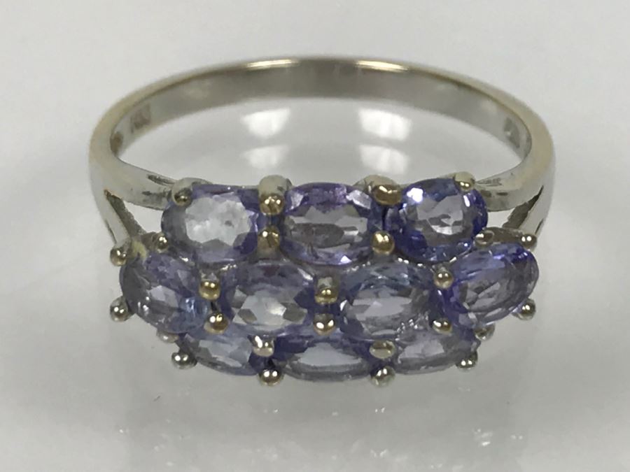 14K White Gold Tanzanite Cluster Ring 2.7g Size 7 1/4 [Photo 18]