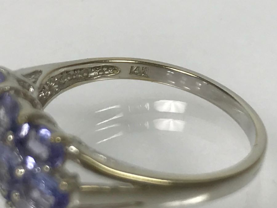 14K White Gold Tanzanite Cluster Ring 2.7g Size 7 1/4 [Photo 21]
