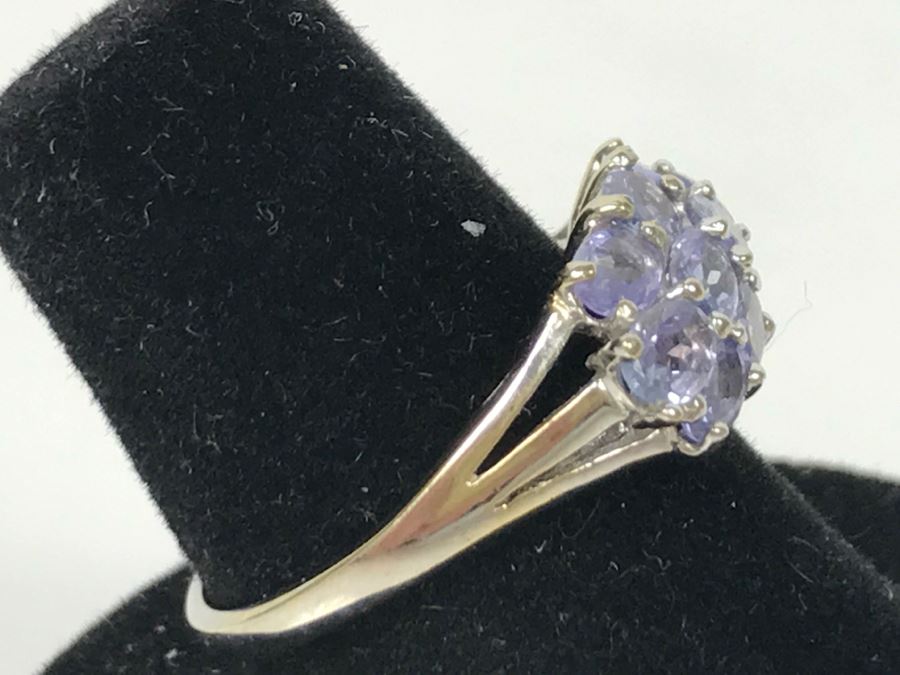 14K White Gold Tanzanite Cluster Ring 2.7g Size 7 1/4 [Photo 8]