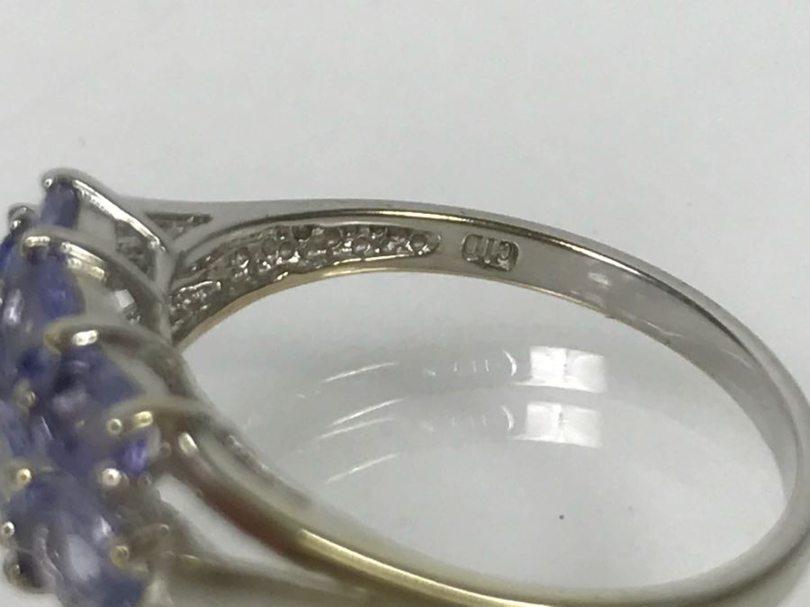 14K White Gold Tanzanite Cluster Ring 2.7g Size 7 1/4 [Photo 19]