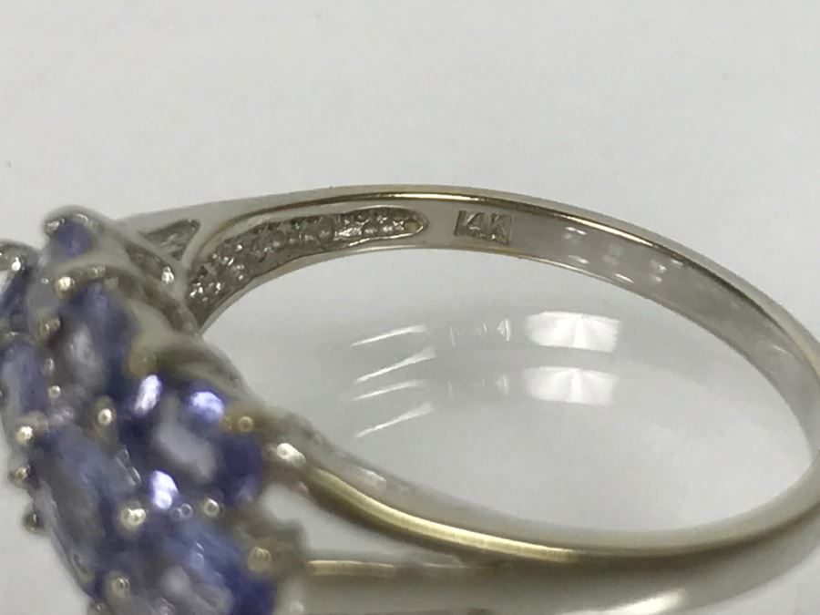 14K White Gold Tanzanite Cluster Ring 2.7g Size 7 1/4 [Photo 20]