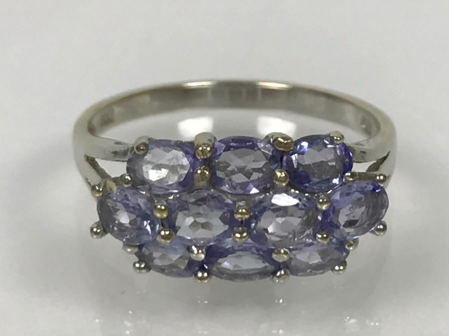 14K White Gold Tanzanite Cluster Ring 2.7g Size 7 1/4 [Photo 17]