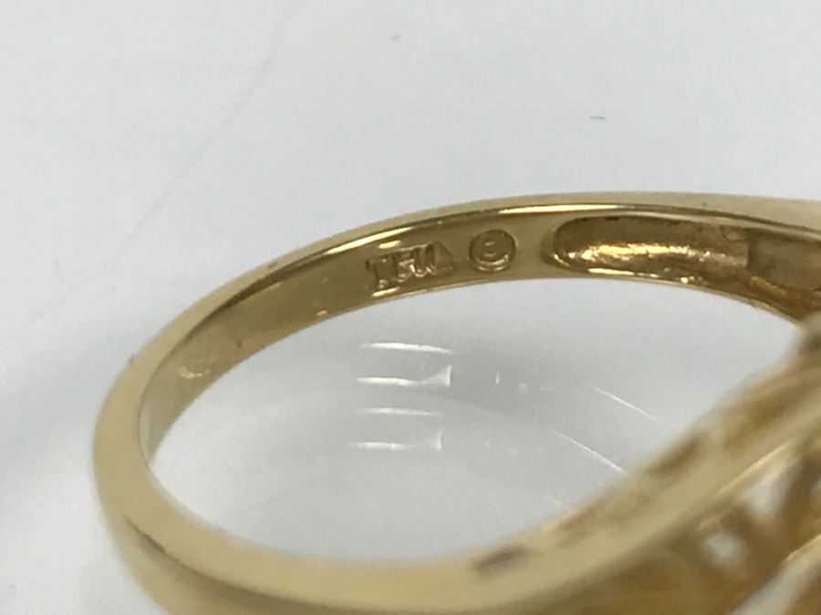 14K Green Quartz And Pink Tourmaline Ring 5.3g Size 7 1/4 [Photo 17]