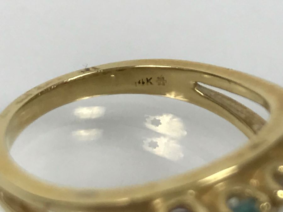 14K Yellow Gold Sentimental Mothers Ring Simulated And Semi-Precious Stones 4.2g [Photo 14]