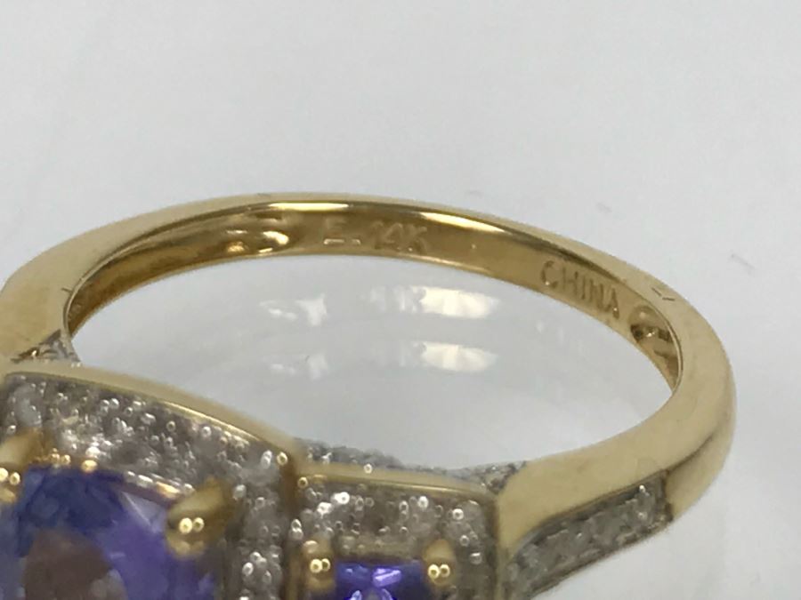 14K Yellow Gold Tanzanite And Diamond Ring 3.7g Apx 1CTTW Tanzanites .4CTTW Diamonds [Photo 20]
