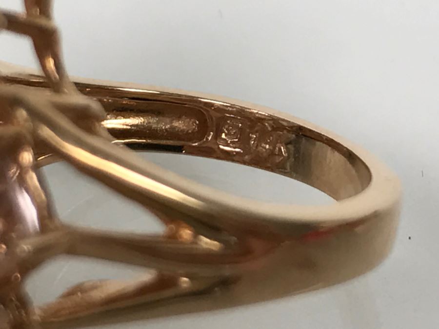 14K Yellow Gold Morganite Presumed Color Change Garnet Ring 7.6g Apx 7.5CTTW Morganites FMV $500 [Photo 16]