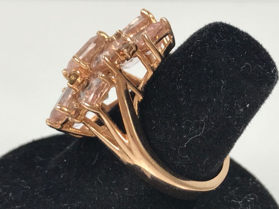 14K Yellow Gold Morganite Presumed Color Change Garnet Ring 7.6g Apx 7.5CTTW Morganites FMV $500 [Photo 9]