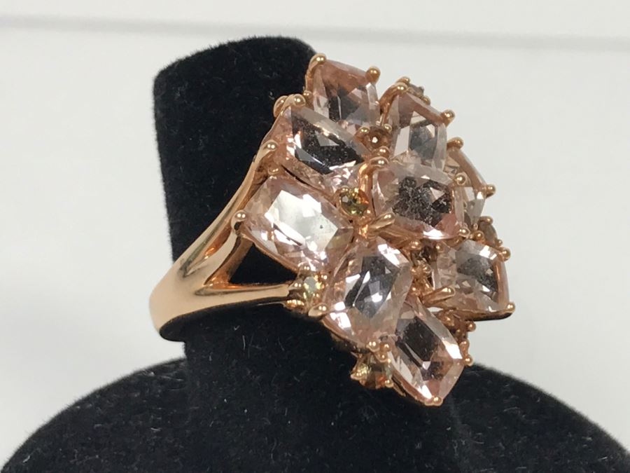 14K Yellow Gold Morganite Presumed Color Change Garnet Ring 7.6g Apx 7.5CTTW Morganites FMV $500 [Photo 14]
